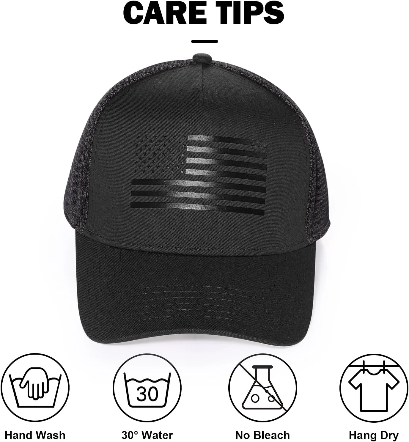 Oversize XXL American Flag Trucker Hat - Adjustable 23"-25.5" Baseball Cap - 3D Embossed Logo Mesh Snapback Hat