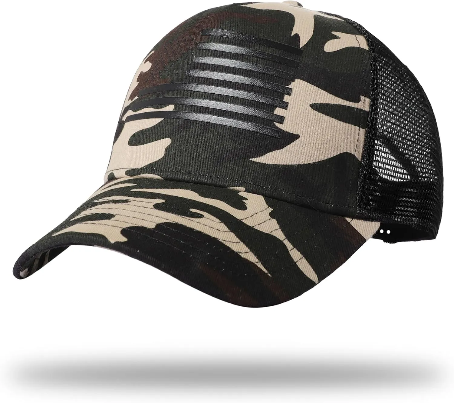 Oversize XXL American Flag Trucker Hat - Adjustable 23"-25.5" Baseball Cap - 3D Embossed Logo Mesh Snapback Hat