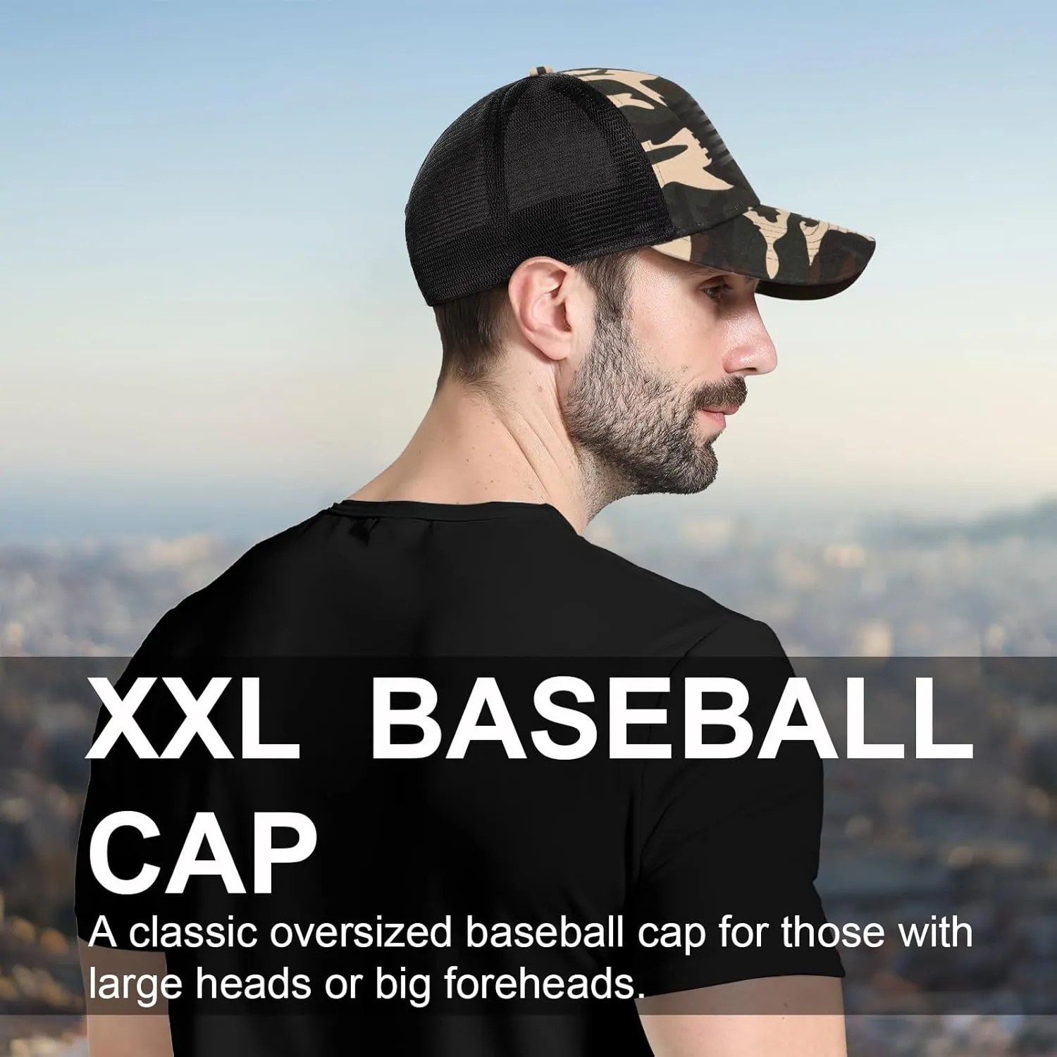 Oversize XXL American Flag Trucker Hat - Adjustable 23"-25.5" Baseball Cap - 3D Embossed Logo Mesh Snapback Hat