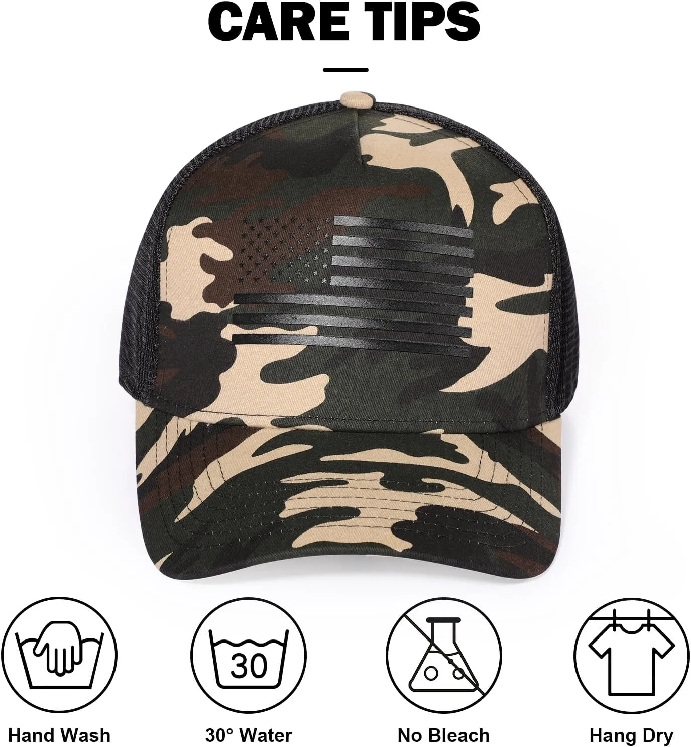 Oversize XXL American Flag Trucker Hat - Adjustable 23"-25.5" Baseball Cap - 3D Embossed Logo Mesh Snapback Hat