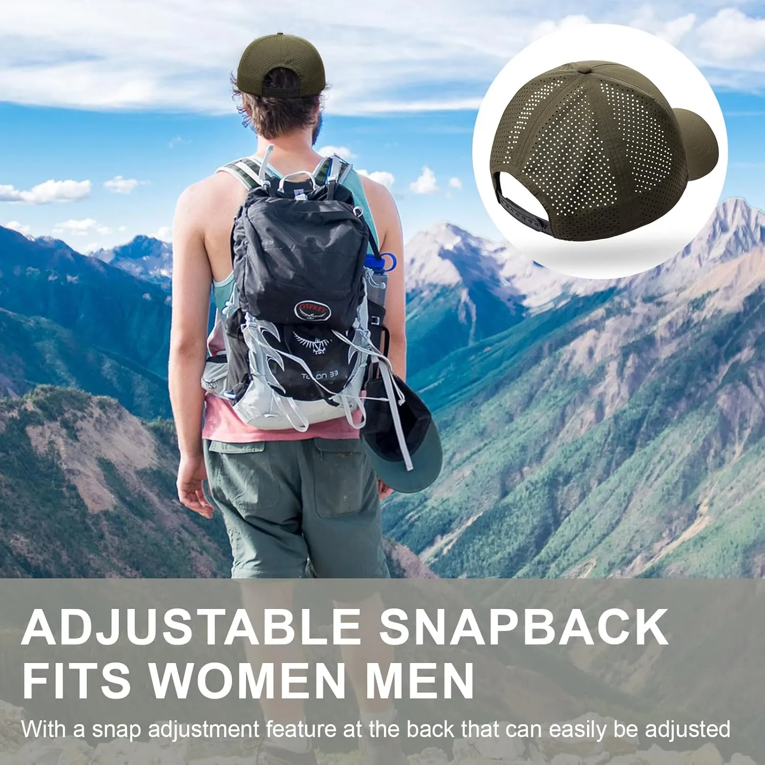 Oversize XXL Quick Dry Baseball Caps for Men, Mesh Snapback Hat for Big Head 23.6"-25.9", Unisex Outdoor Sport Hat