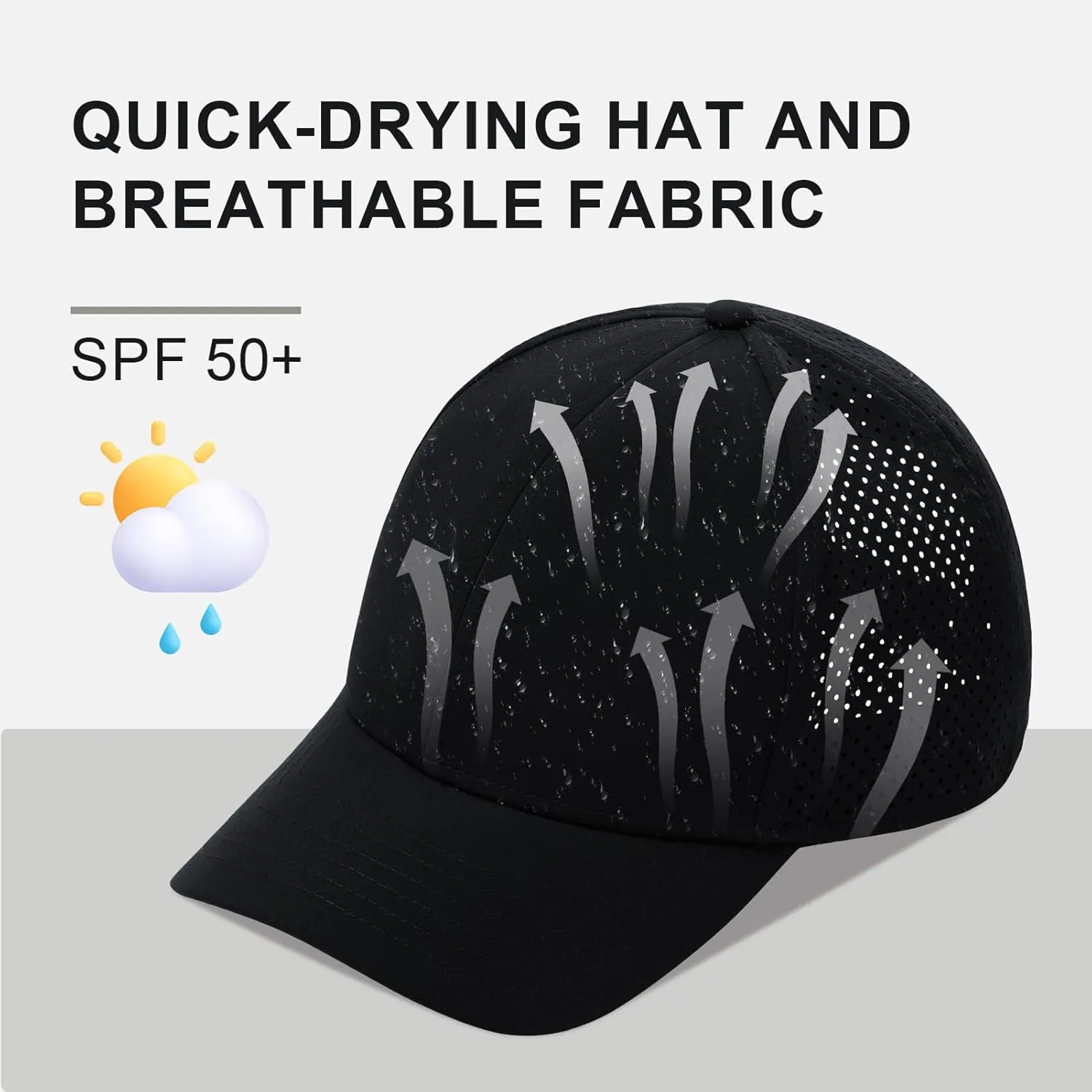 Oversize XXL Quick Dry Baseball Caps for Men, Mesh Snapback Hat for Big Head 23.6"-25.9", Unisex Outdoor Sport Hat