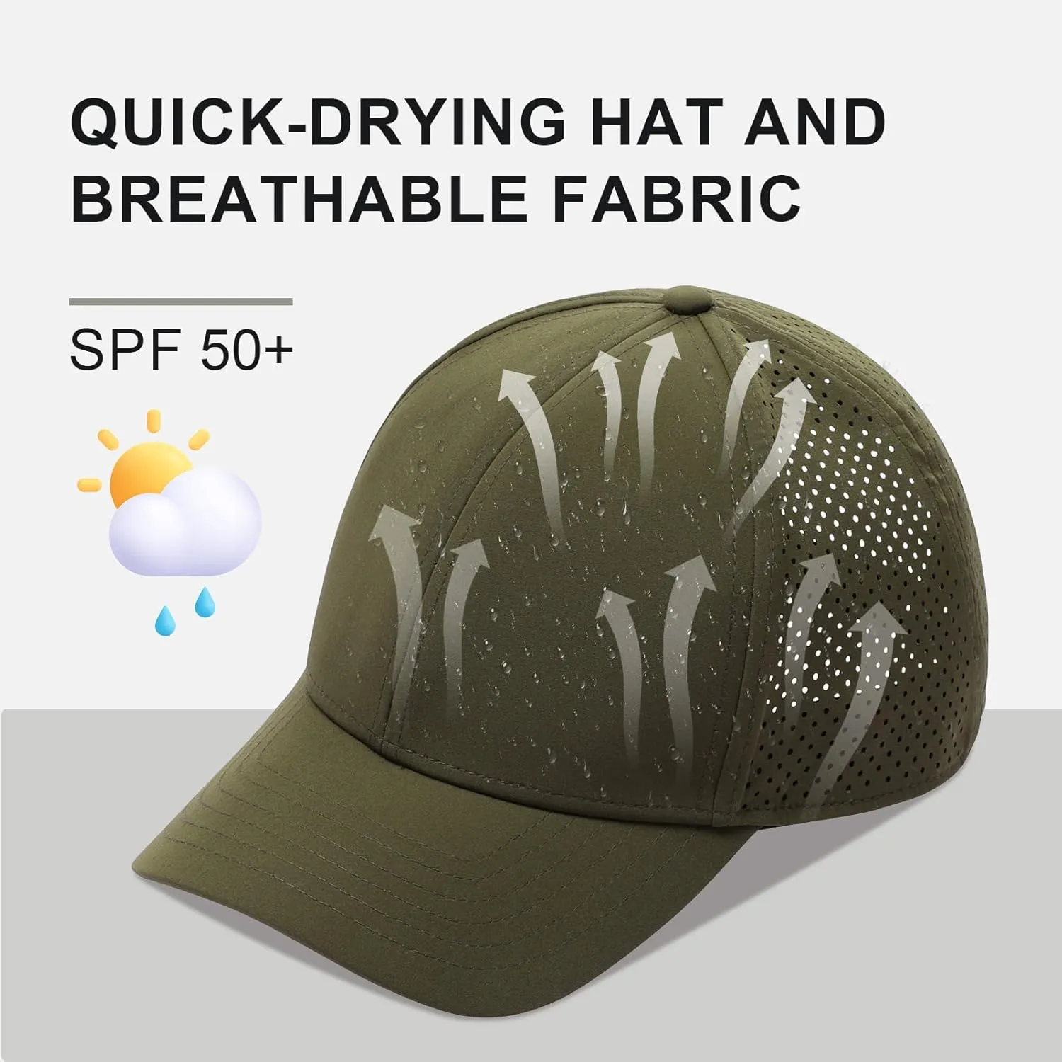 Oversize XXL Quick Dry Baseball Caps for Men, Mesh Snapback Hat for Big Head 23.6"-25.9", Unisex Outdoor Sport Hat