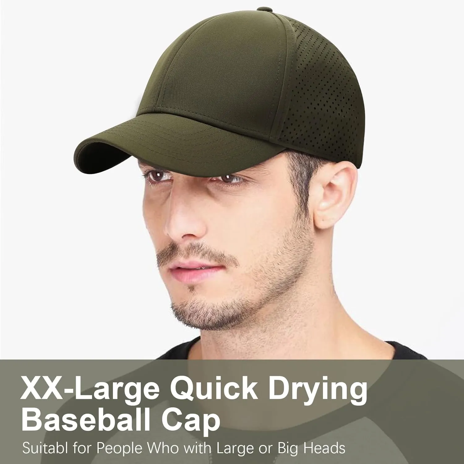 Oversize XXL Quick Dry Baseball Caps for Men, Mesh Snapback Hat for Big Head 23.6"-25.9", Unisex Outdoor Sport Hat