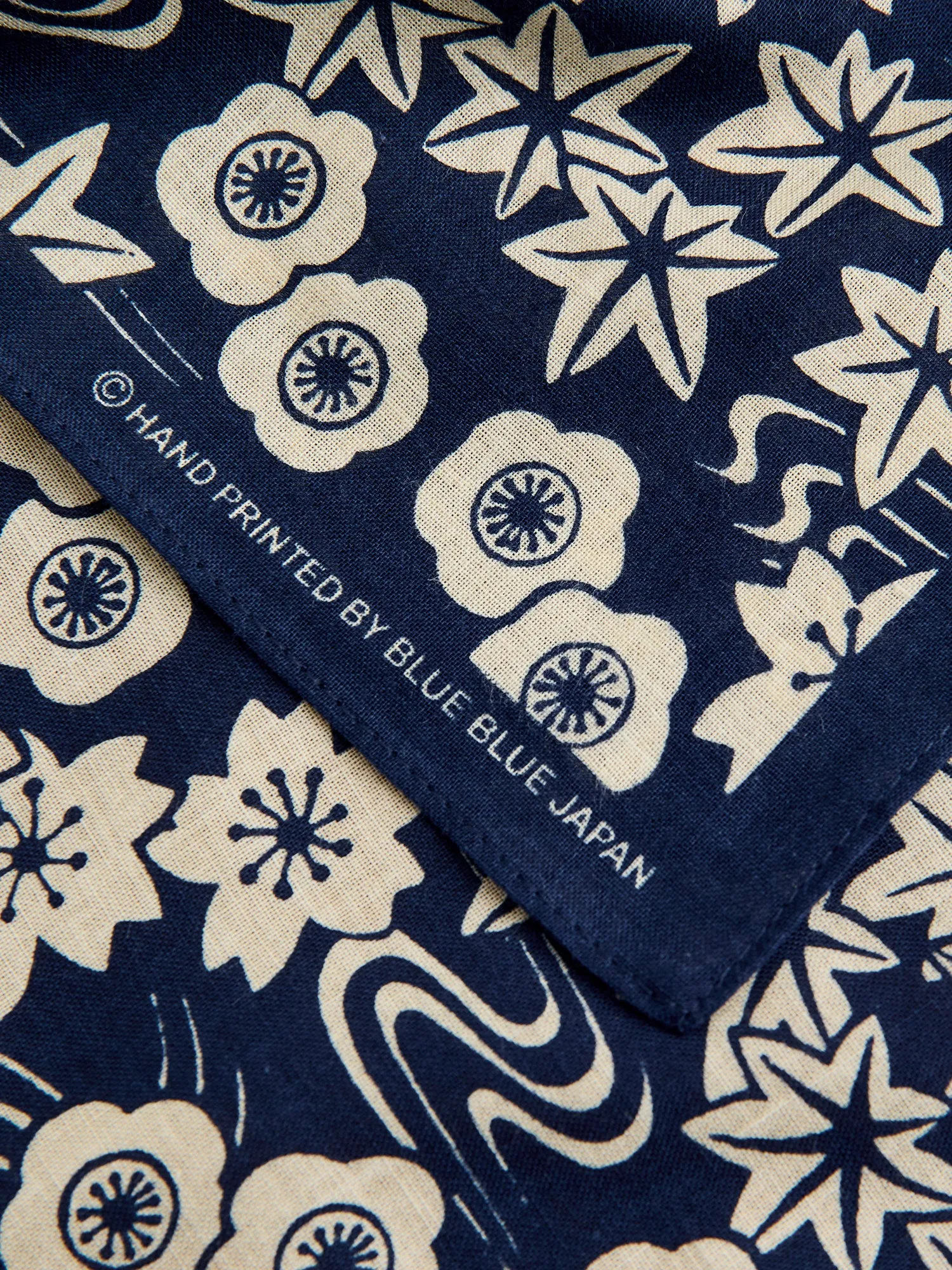 "Chiyogami-Sakura" Bandanna in Dark Navy
