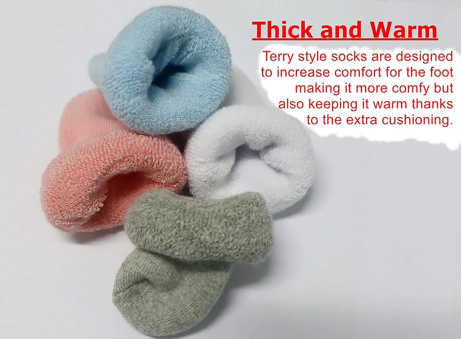 RATIVE Newborn Baby Socks 0-6,6-12 Months Terry Turn Cuff Socks for Boys Girls