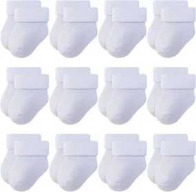RATIVE Newborn Baby Socks 0-6,6-12 Months Terry Turn Cuff Socks for Boys Girls