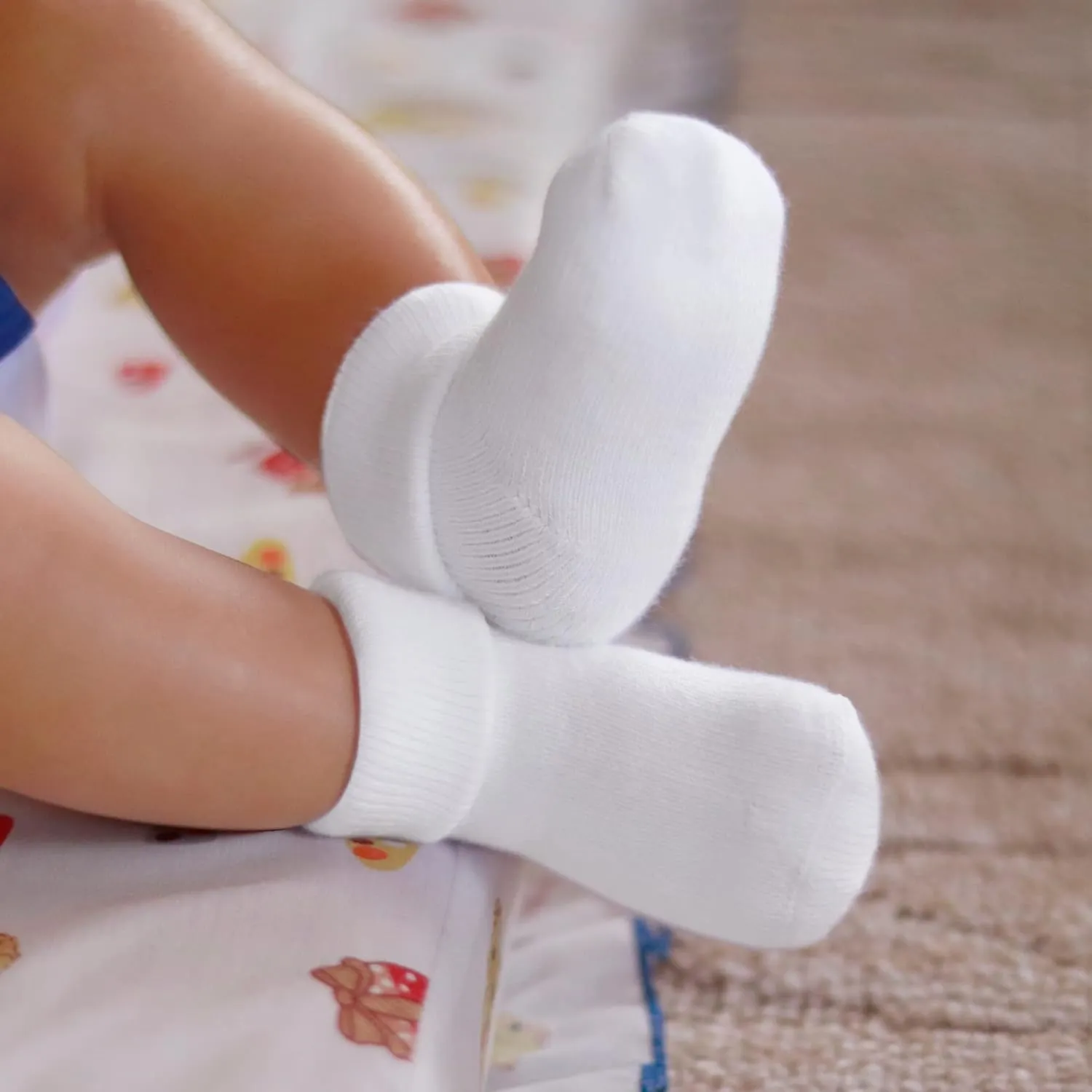 RATIVE Newborn Baby Socks 0-6,6-12 Months Terry Turn Cuff Socks for Boys Girls