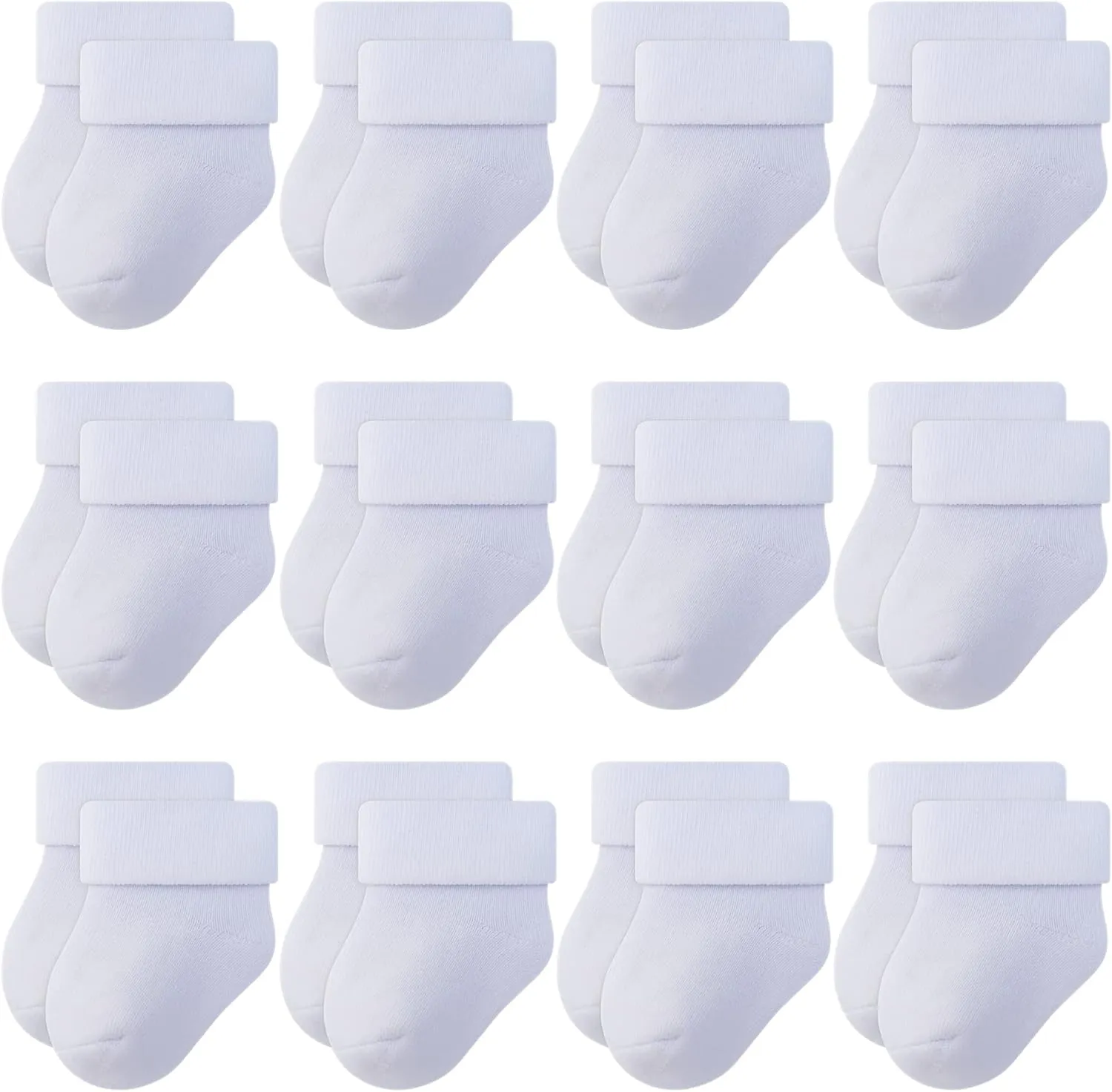 RATIVE Newborn Baby Socks 0-6,6-12 Months Terry Turn Cuff Socks for Boys Girls
