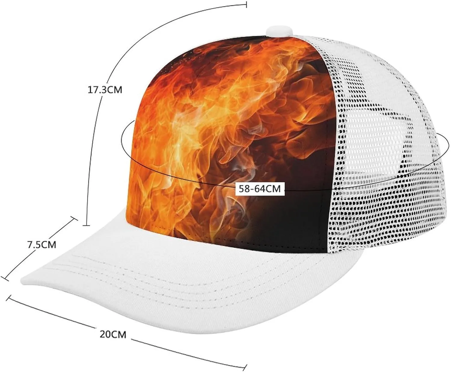 Roaring Flame Adult Baseball Cap Hollow Baseball Hat Sun Visor Hat Adjustable Golf Hat for Men Women