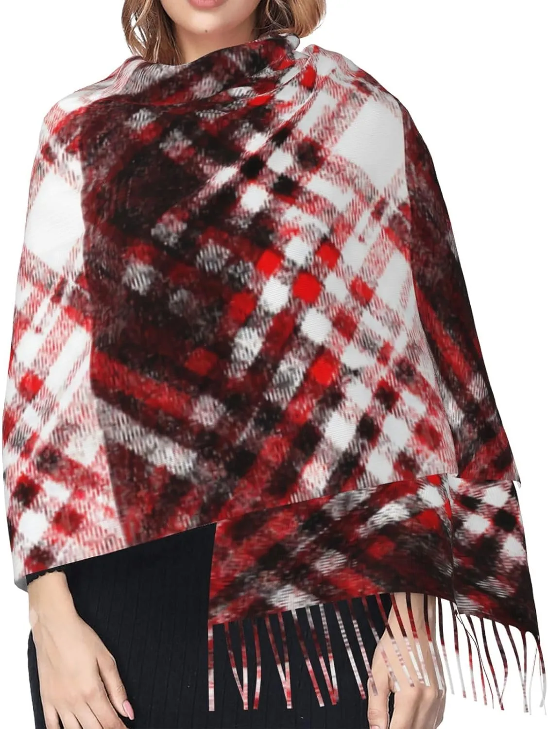 Tartan-In-Blue-Yellow-Colors Imitation Cashmere Tassel Scarf Winter Scarf Autumn Softest Classic Warm