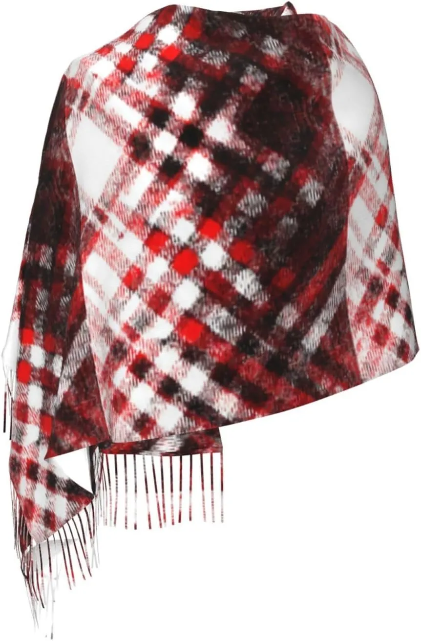 Tartan-In-Blue-Yellow-Colors Imitation Cashmere Tassel Scarf Winter Scarf Autumn Softest Classic Warm