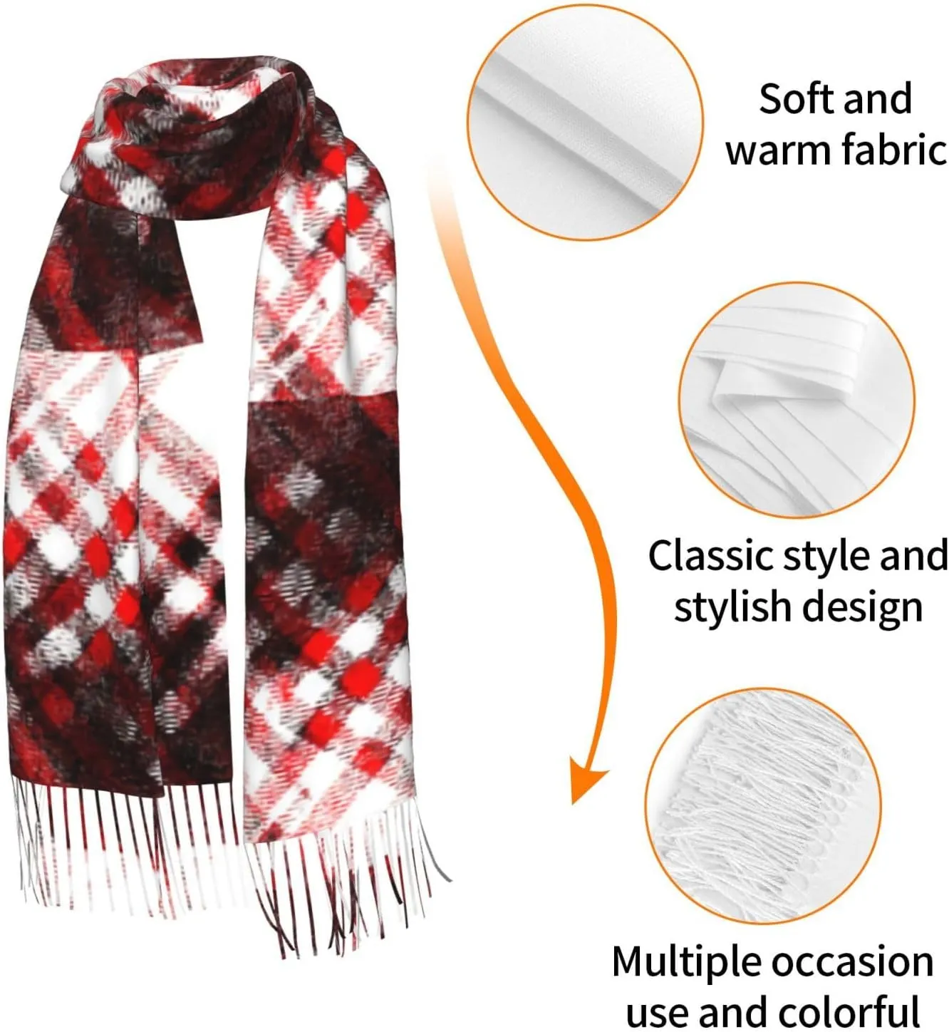 Tartan-In-Blue-Yellow-Colors Imitation Cashmere Tassel Scarf Winter Scarf Autumn Softest Classic Warm
