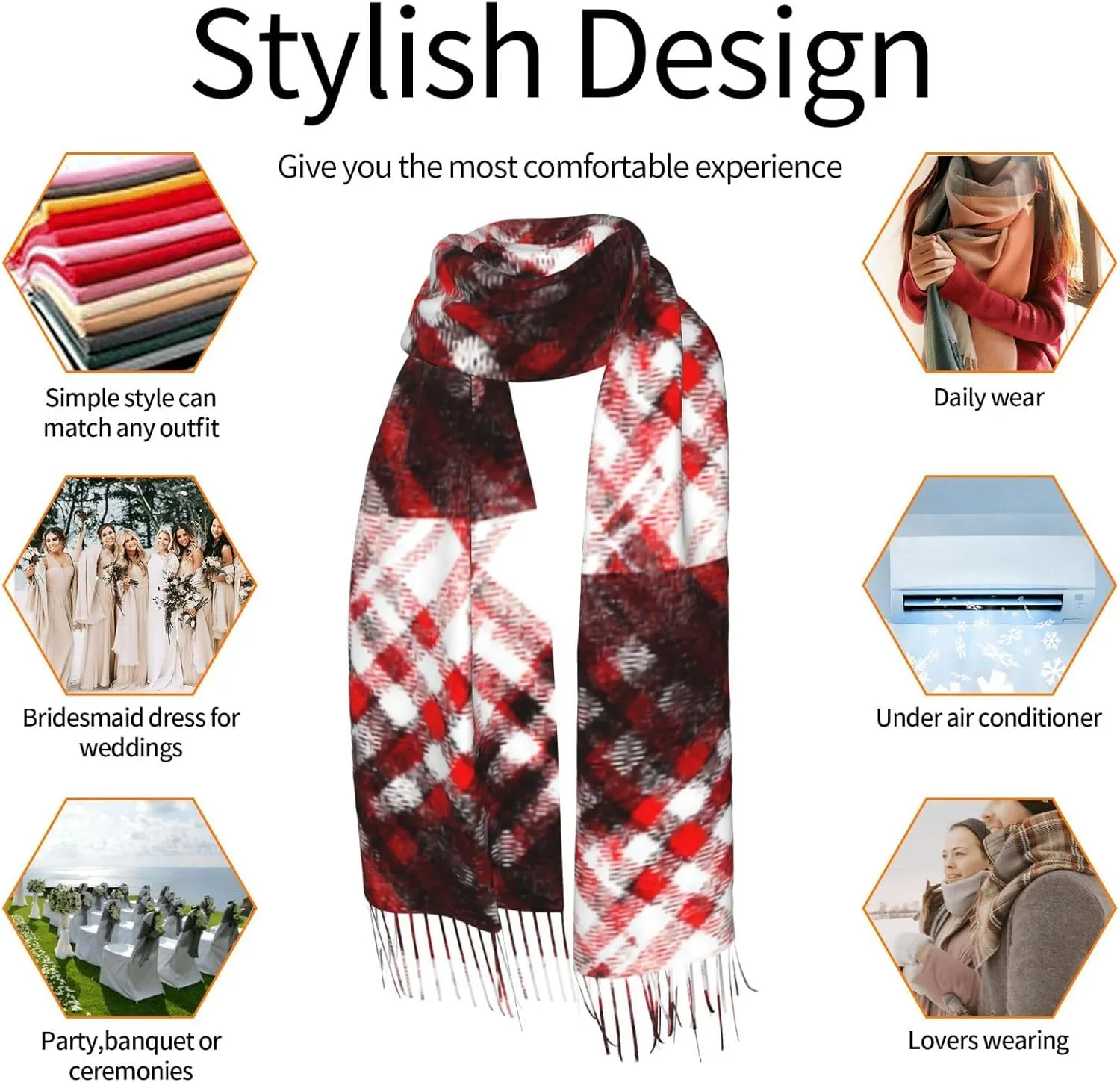 Tartan-In-Blue-Yellow-Colors Imitation Cashmere Tassel Scarf Winter Scarf Autumn Softest Classic Warm