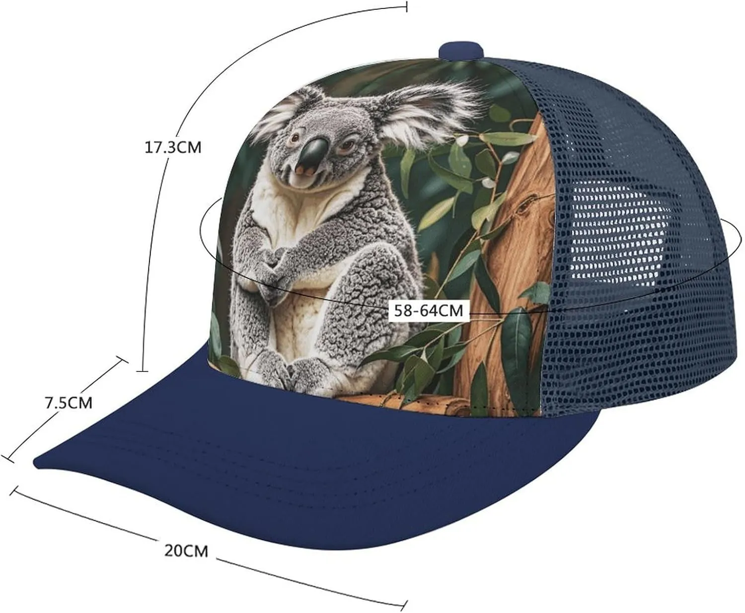 The Lovely Koala Adult Baseball Cap Hollow Baseball Hat Sun Visor Hat Adjustable Golf Hat for Men Women