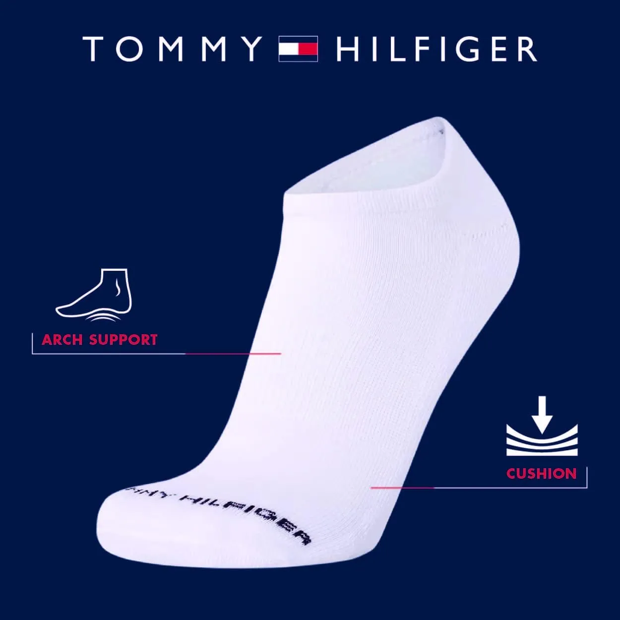 Tommy Hilfiger Men's Athletic Socks - Cushion No Show Ankle Socks (6 Pack)