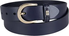 Tommy Hilfiger Women's TH Ornament Logo Casual Leather Belt for Jeans, Trousers and Dresses