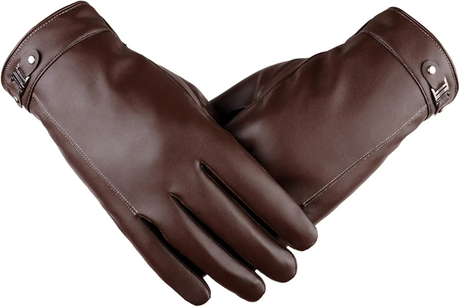 Touchscreen Genuine Leather Gloves, Winter Warm Driving Gloves with Soft Cashmere Lining (Color : Brown)