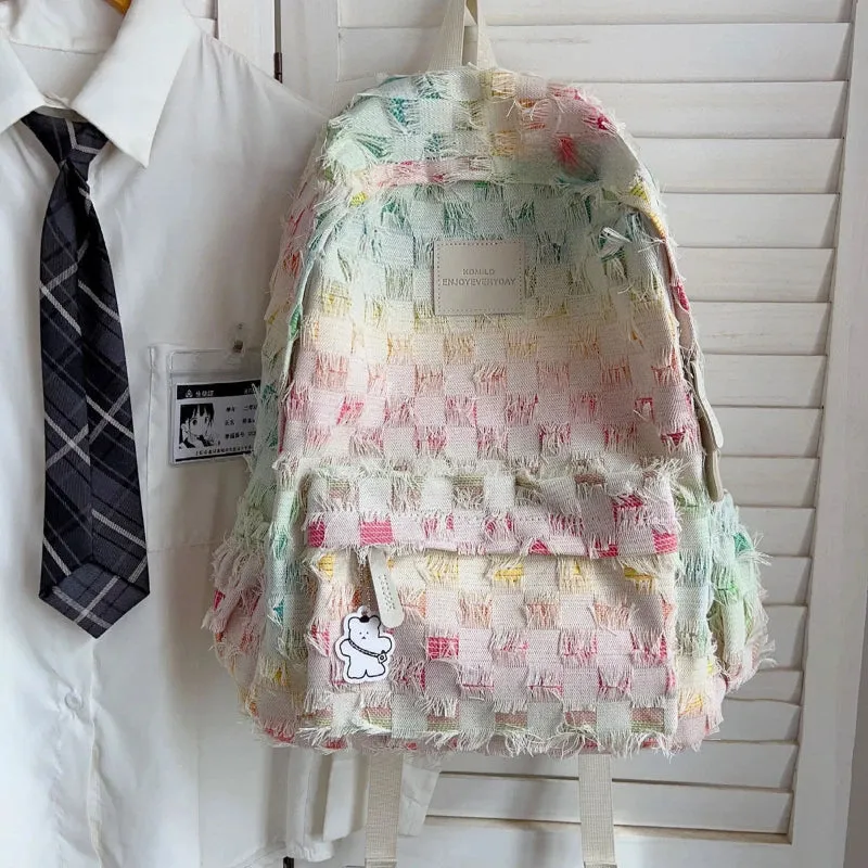 UAKISS  -  Sweet Cool Girls Y2k Aesthetic Backpack High-capacity Harajuku Star Schoolbag New Contrast Color Gradient Backpacks for Students