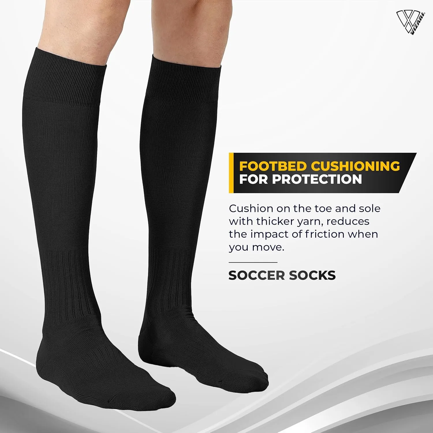 Vizari Soccer Tube Socks for Youth & Adult - Compression Socks with Cushioning Support for Football, Baseball, Rugby & Hockey