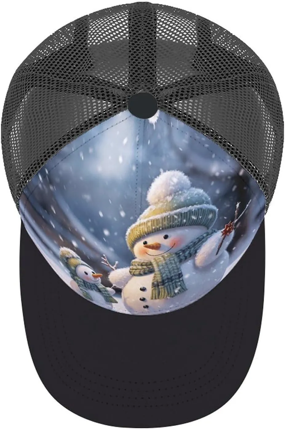 Winter Snowman Adult Baseball Cap Hollow Baseball Hat Sun Visor Hat Adjustable Golf Hat for Men Women