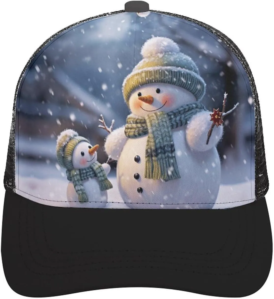 Winter Snowman Adult Baseball Cap Hollow Baseball Hat Sun Visor Hat Adjustable Golf Hat for Men Women