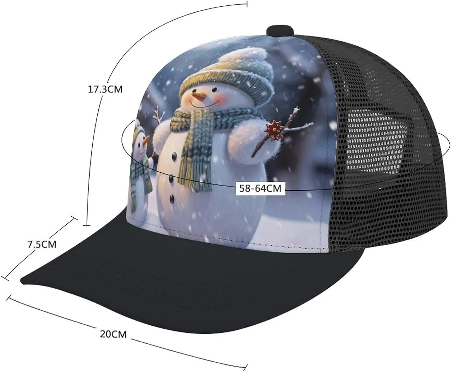 Winter Snowman Adult Baseball Cap Hollow Baseball Hat Sun Visor Hat Adjustable Golf Hat for Men Women
