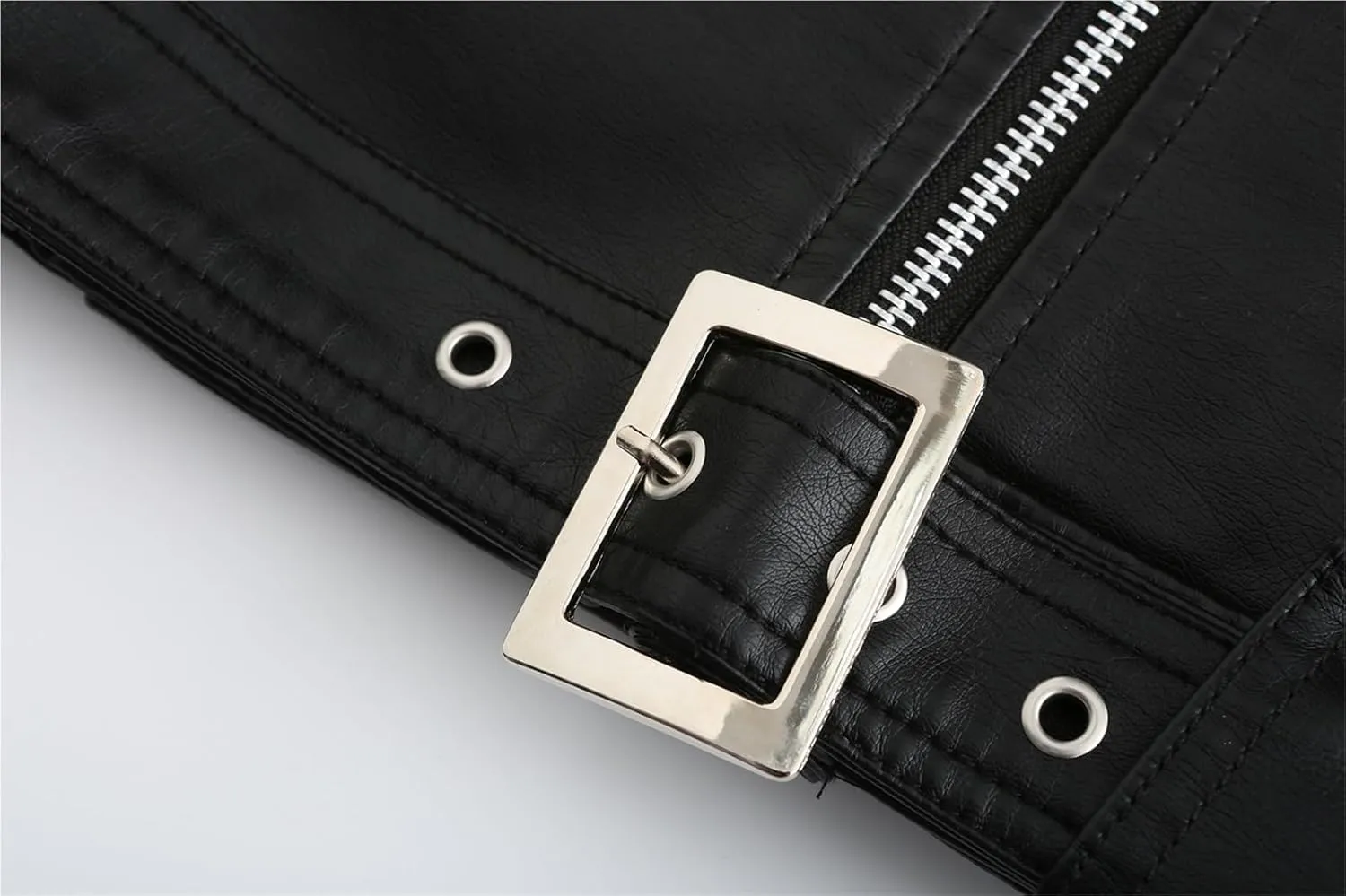 Women's Faux Leather Moto Biker Short Coat Jacket Zip Up Motorcycle Short PU Moto Biker Outwear Fitted Slim Coat
