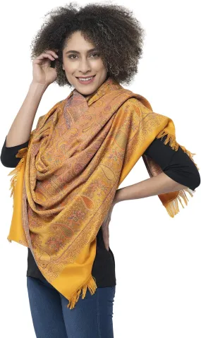 Women's Pashmina Wool Blend Indian Handicraft Woven Shawls, Scarf, Wraps [Large Size: 40" X 80"]