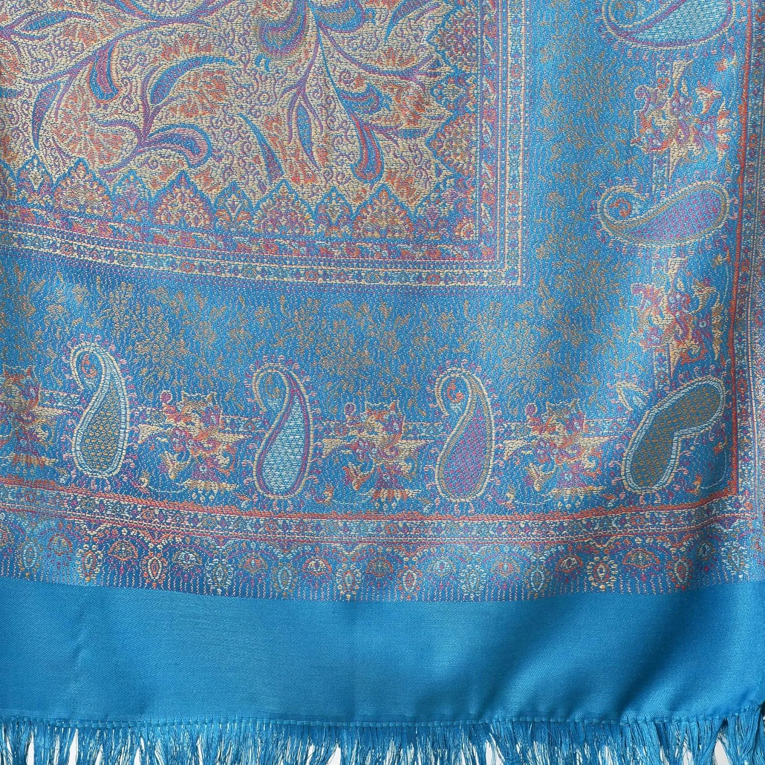 Women's Pashmina Wool Blend Indian Handicraft Woven Shawls, Scarf, Wraps [Large Size: 40" X 80"]