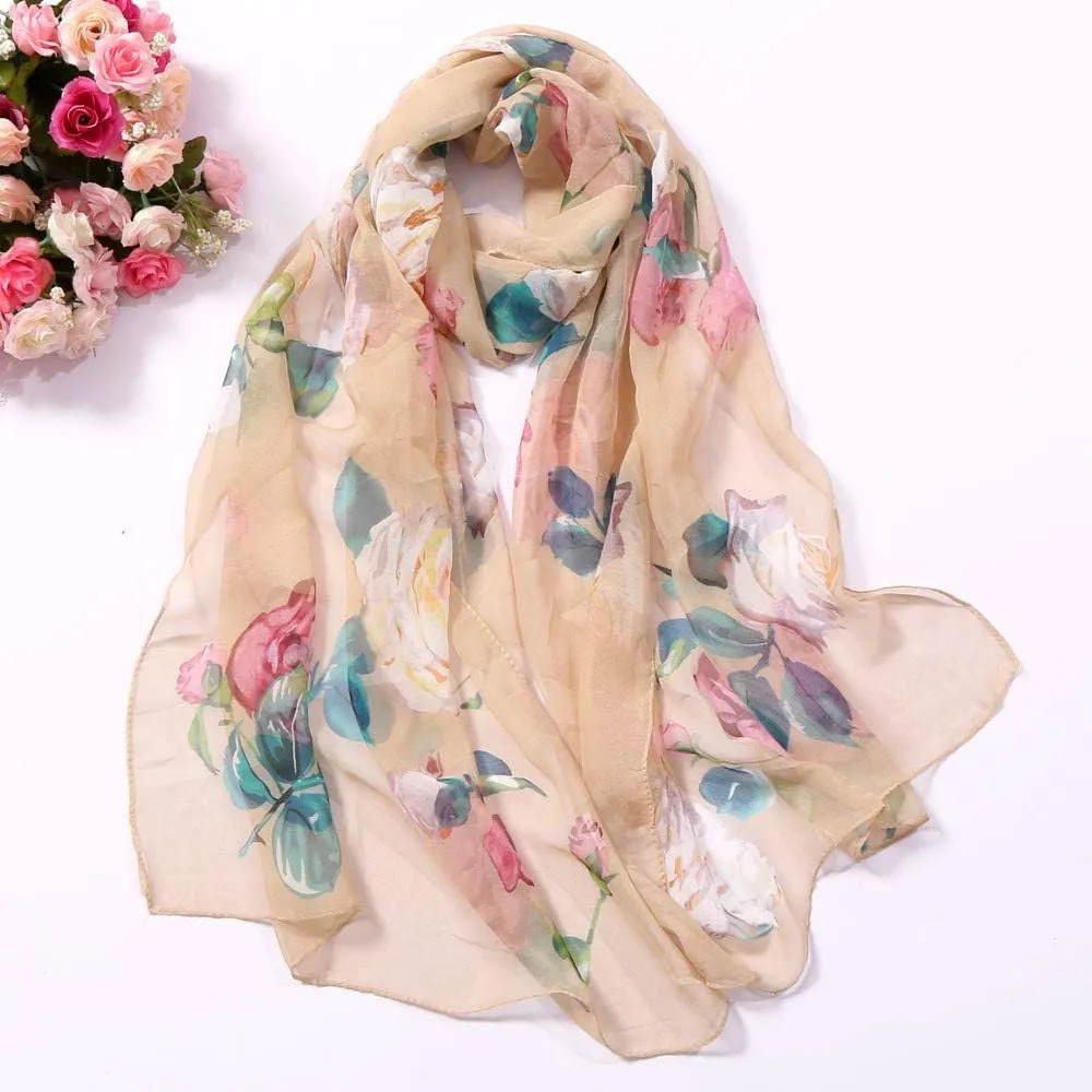 YOLAI Women Roses Print Long Scarves Soft Wrap Shawl Lightweight Fashion Large Shawl Scarves
