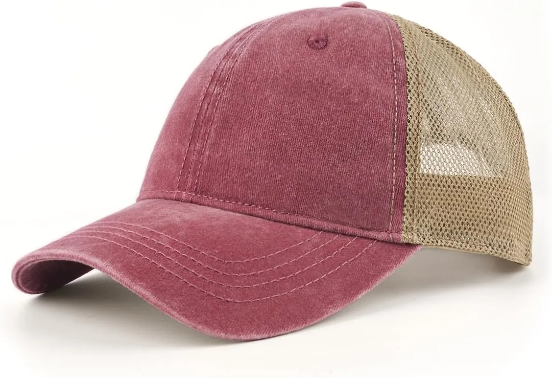 Zylioo XXL Oversize Washed Trucker Cap,Adjustable Mesh Trucker Hats,Soft Crown Running Hat for Big Heads