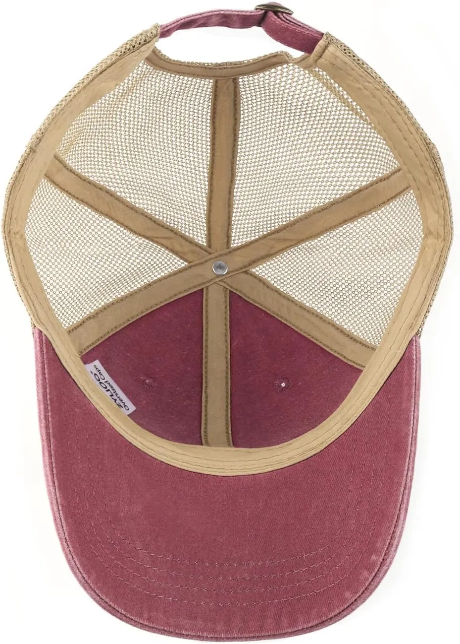 Zylioo XXL Oversize Washed Trucker Cap,Adjustable Mesh Trucker Hats,Soft Crown Running Hat for Big Heads
